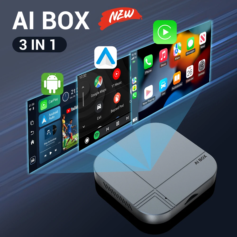 3 in 1 Car Wireless Carplay Android Auto 2+16GB WIFI6 AI Box Support Android Original Car Operation Plug & Play Smarter Driving