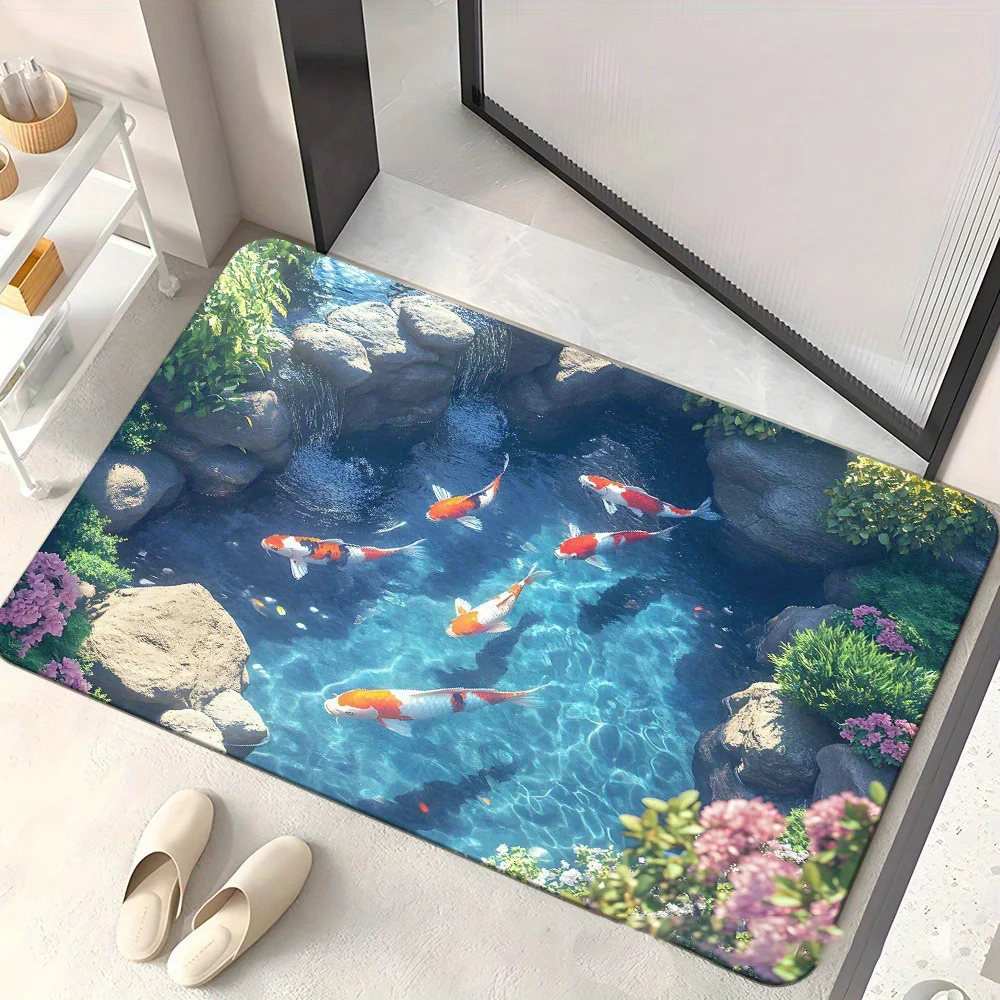 

3d Soft Diatomite Ocean Style Bathroom Floor Mat Toilet Door Mat Personalized Mat Anti Slip And Stain Resistant Home Decoration