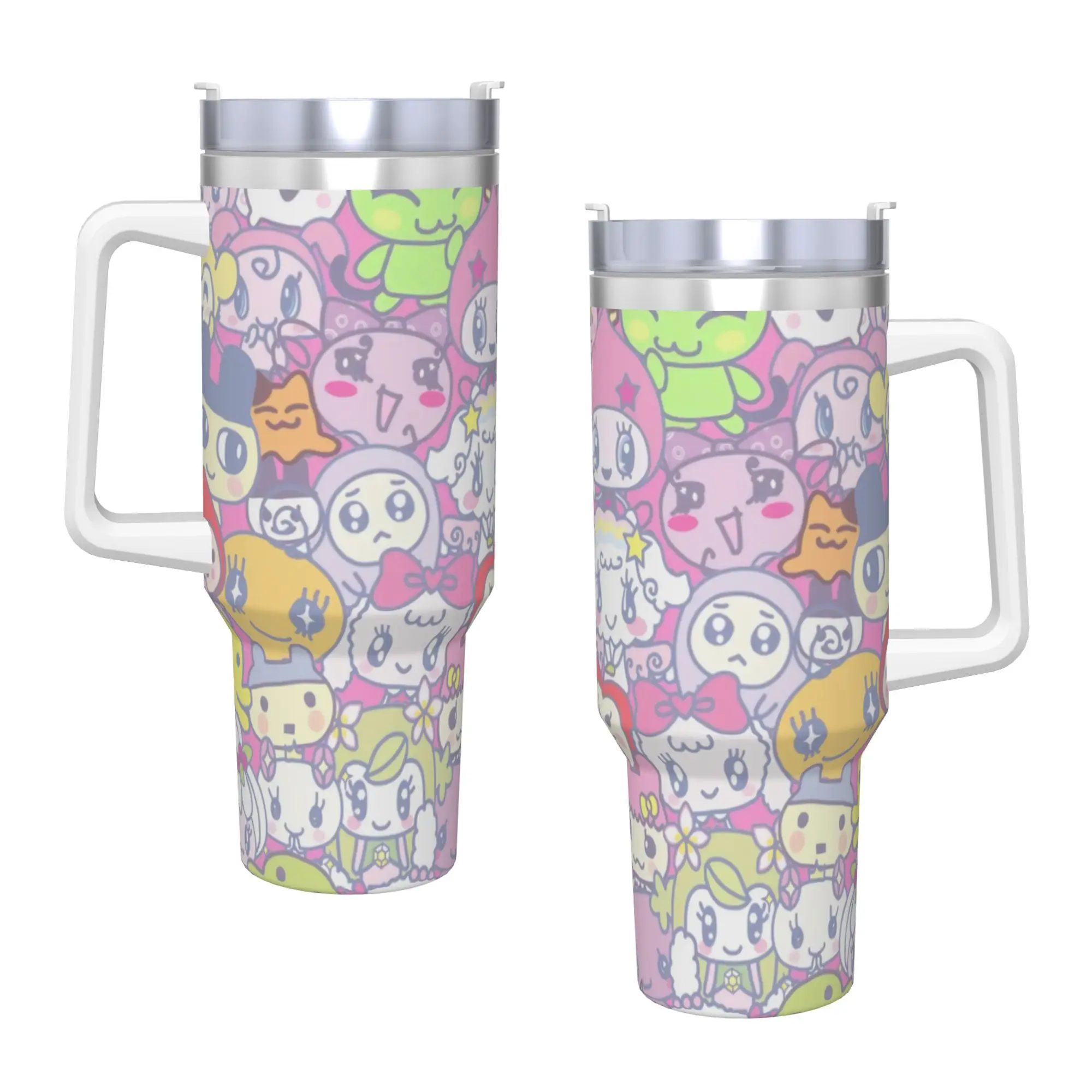 Tamagotchis Mametchi   Tumbler  Cold and Hot Water Bottle Leakproof Stainless Steel Thermal Cups Printed Driving Mugs Cup