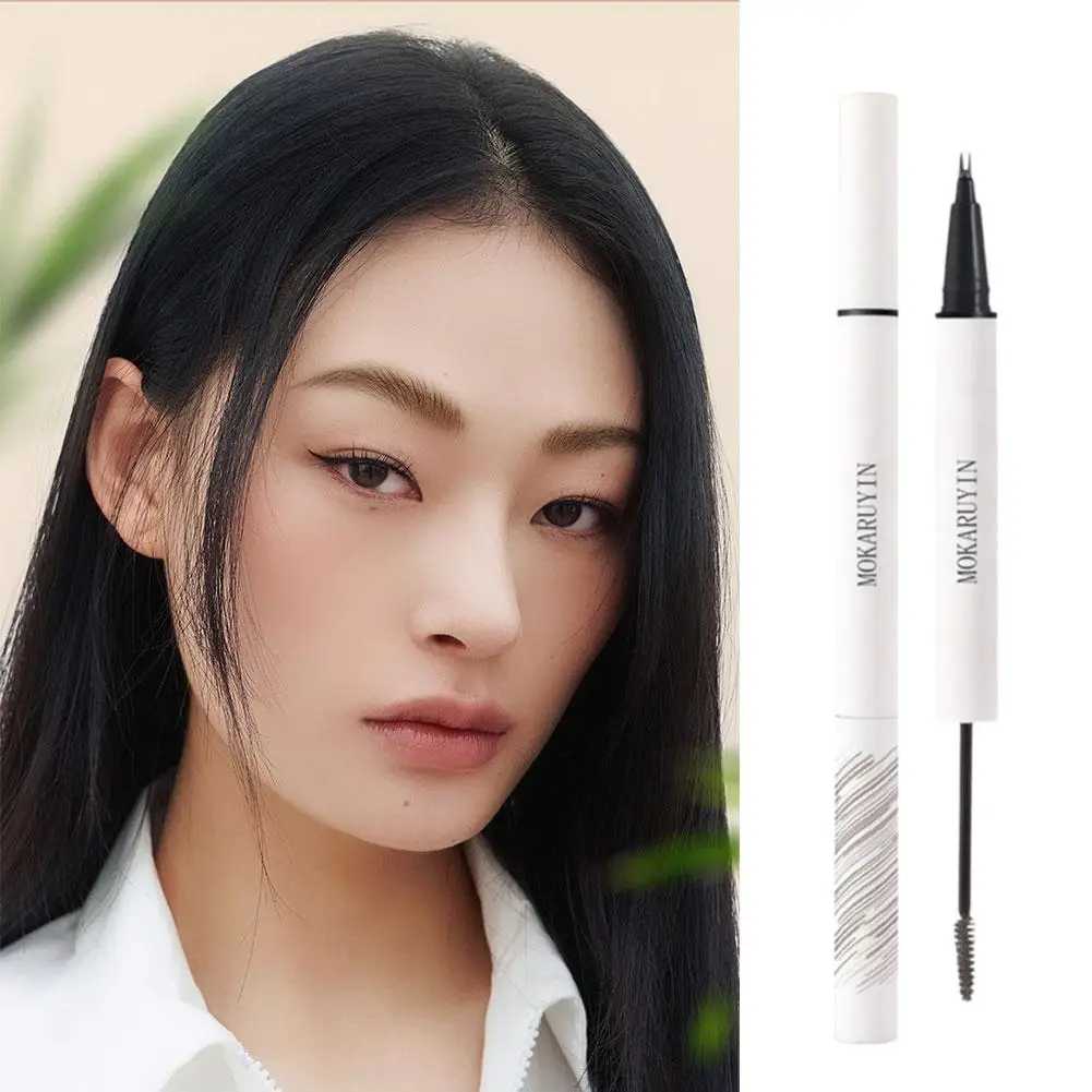 Double HEAD ดินสอเขียนคิ้ว Ultra Fine สามเหลี่ยมยาวปากกา Eye 3 Make Tint Lasting สีเพิ่ม Brow มาสคาร่าสีน้ําตาล Waterp K6D3