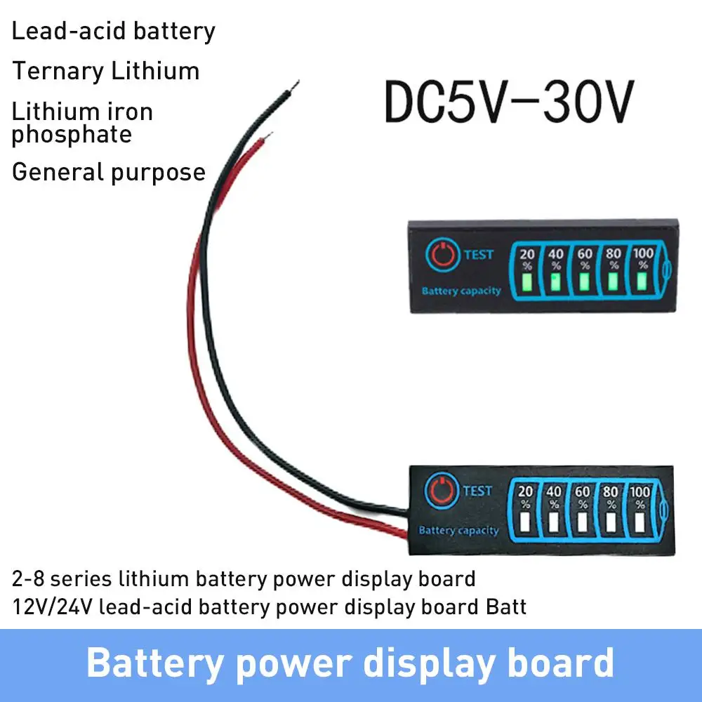 18650 Li-ion Lipo Lithium 5-30V Acid Battery Level Indicator Tester LCD Display Meter Module Capacity Meter