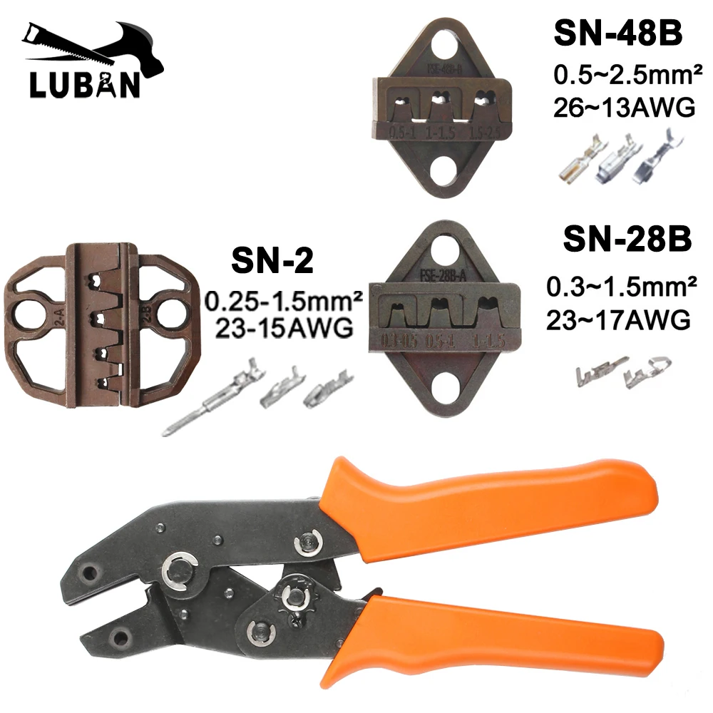 

crimping pliers jaw (jaw width 6mm/pliers 190mm) for TAB 2.8 4.8 6.3/C3 XH2.54 3.96 2510 plug spring SN-48B SN-28B SN-2