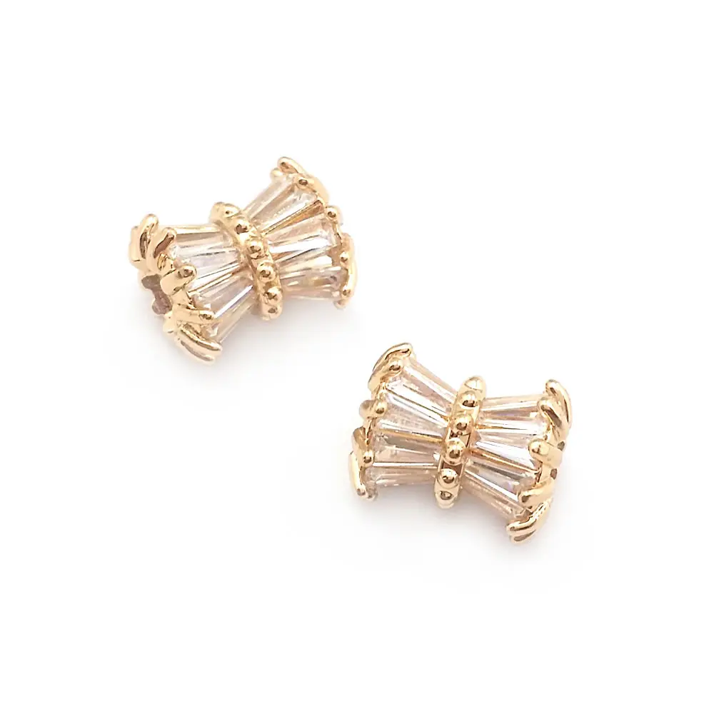 4PCS Brass Zircon Large Hole Waist Shape Spacer Beads Bracelets Beads Diy Jewelry Accessories Making Rosediy official-website