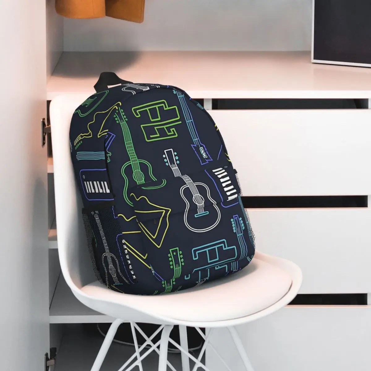 Colorful Acoustic And Electric Guitars Backpack Student BookBag Kids School Bag Computer Shoulder Bags for Boys Girls