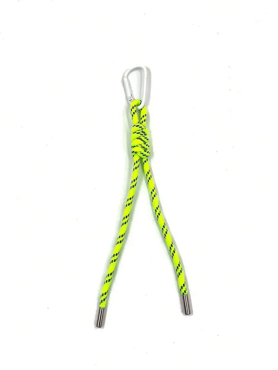 Neon Yellow Rope Bag Charm with Carabiner Hook