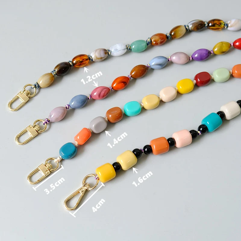 New Woman Bag Accessory Colorful Acrylic Resin Bead Part Handcrafted Wristband Cute Phone Case Strap Women Bag Handle Chain