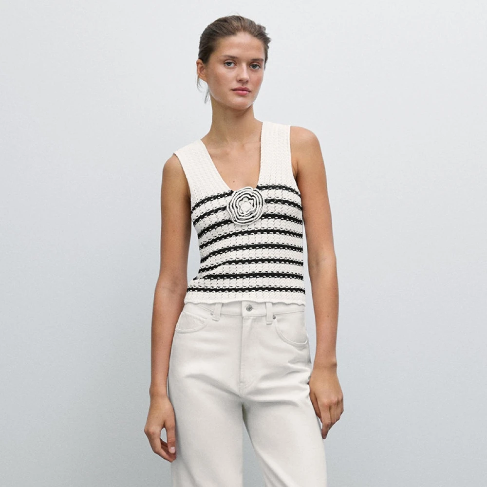 Ethereal Traf Md 2026 YAZHIMEI Autumn New Style of Women's Casual fashion Holiday-style flowered knitted V-neck halter top