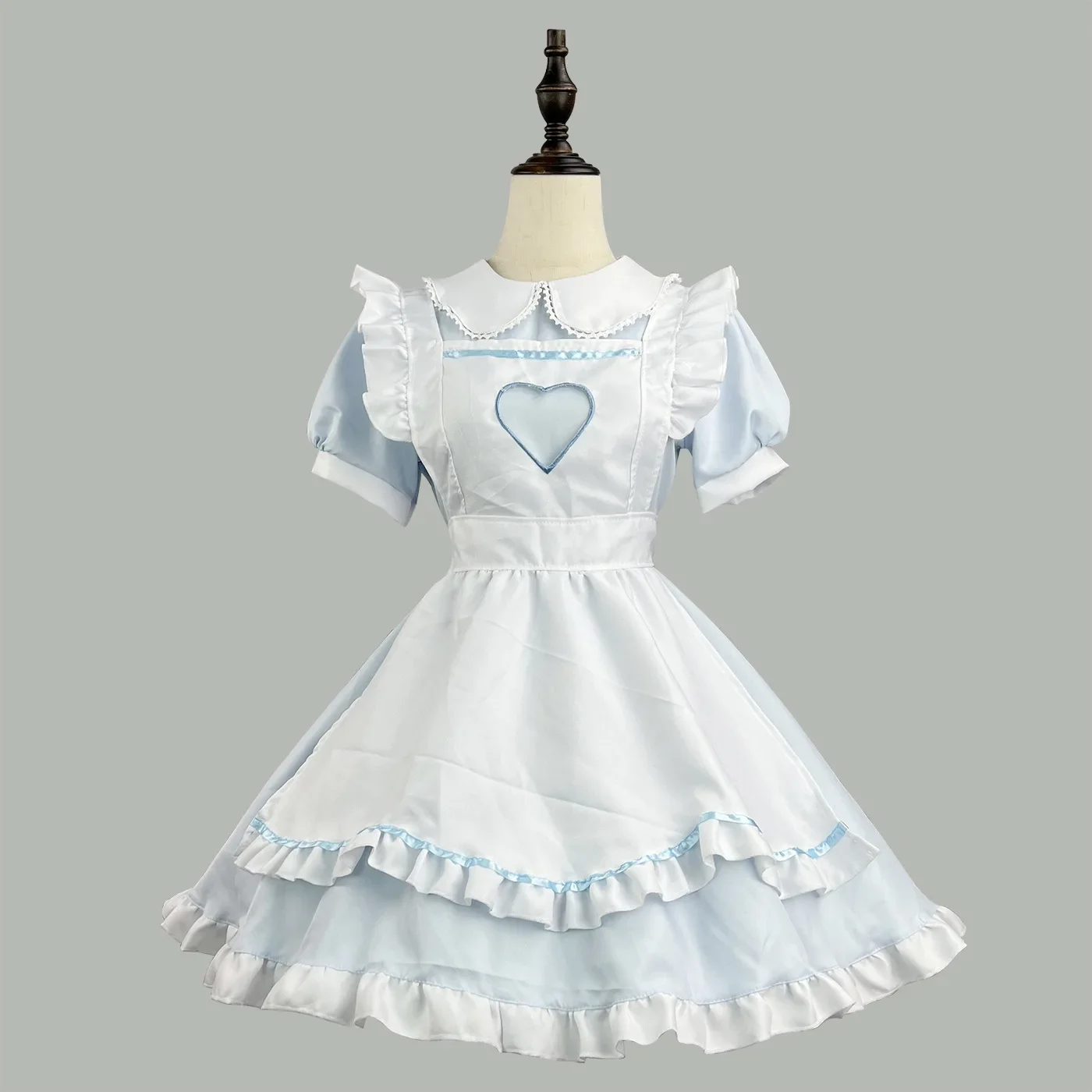 Robe de femme de chambre Lolita en forme de cœur pour filles, olympiques de cosplay mignons, robe de femme de chambre trempée pour serveuse, olympiques de scène de fête, 5 couleurs, S -5XL