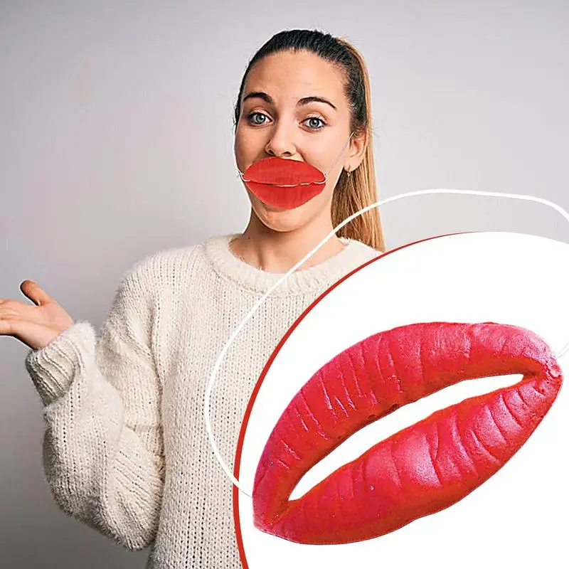 NEW 1PC Red Props Jokes Sausage Red Lips Thick Big Mouths Halloween Funny Horror Latex Mask Trick Play Wedding Party Props