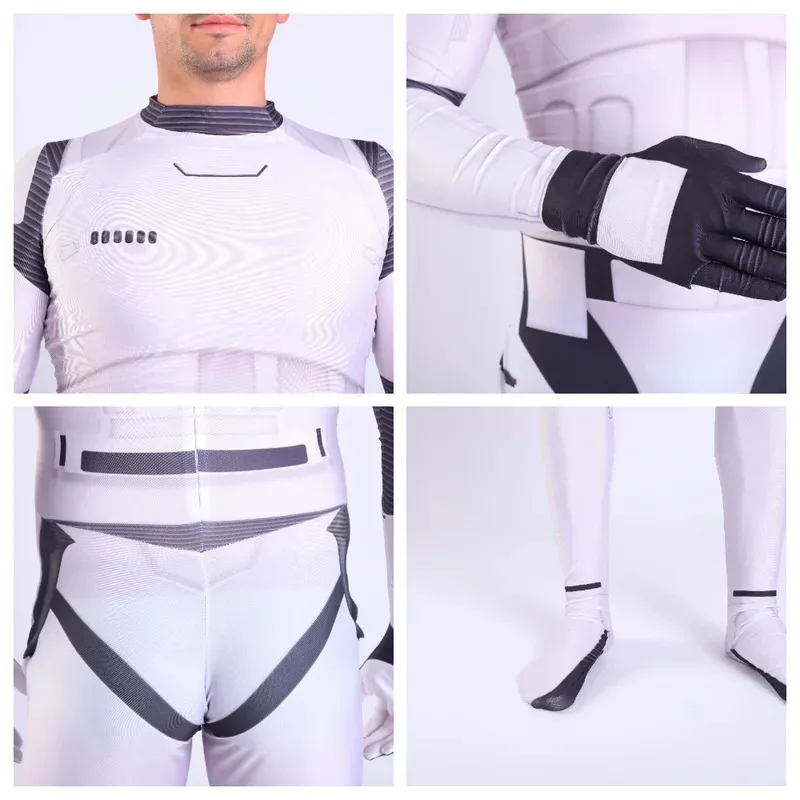 White Trooper Cosplay Fantasy Jumpsuit Movie Space Battle Army Costume Disguise Adult Men Roleplay Fantasia Outfits Male eo]5