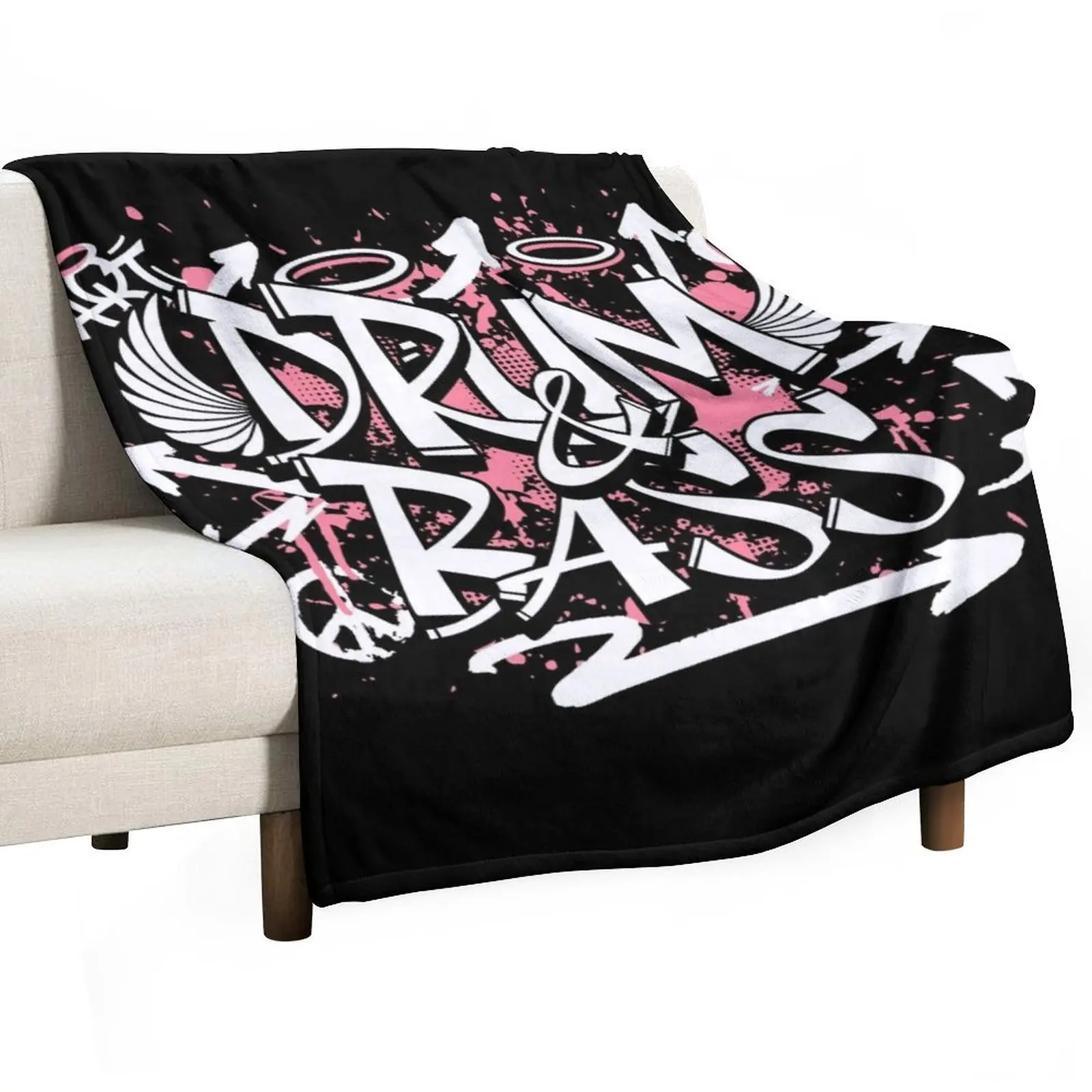 DRUM AND BASS - Graffiti Steez (pink/white) Throw Blanket Kid'S Thin Luxury Brand for babies Designers Blankets