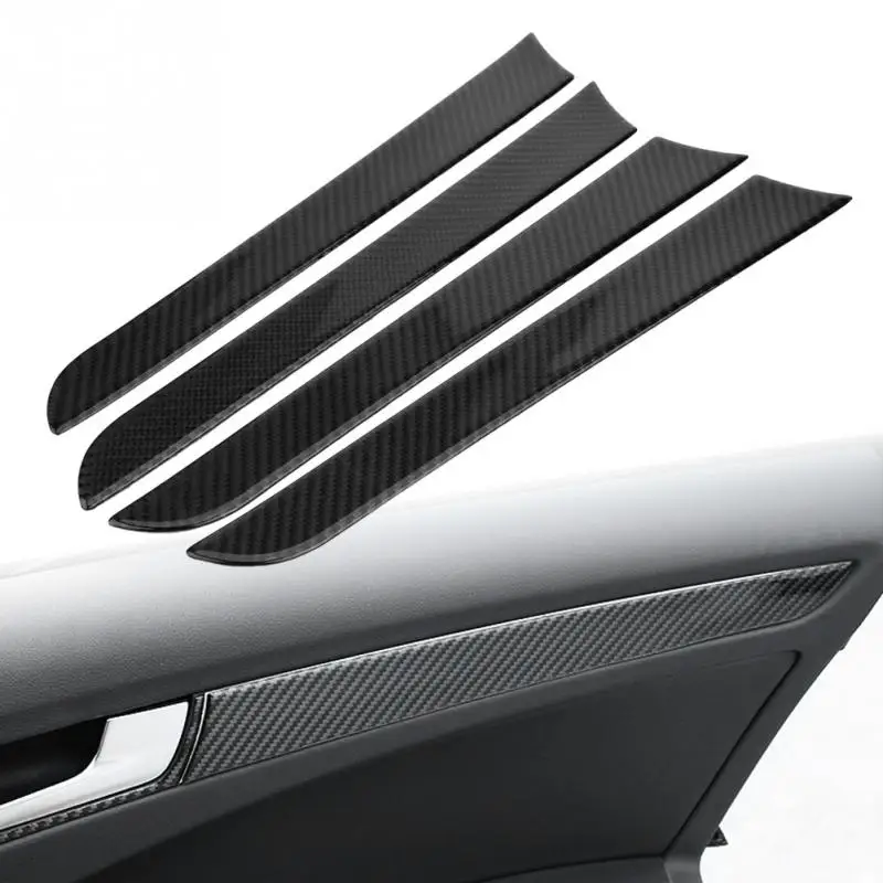 4 Pcs Car Door Side Carbon Fiber Decorative Cover Trim Frame for Audi A4 B8 2007-2016 Car Accessories Styling