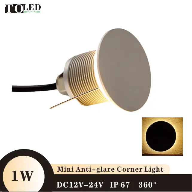 Mini LED Stairlight Wall Light Ground Floor Corner Lamp Ambient Lighting  C.V DC12-24V  1W Waterproof Ip67 360 Degree Anti-glare