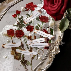 12 Pcs Big Size Flower and Love Poetry Rose Daisy Fern Leaf Style PVC Transparent Sticker Scrapbooking DIY Gift Decoration Tag