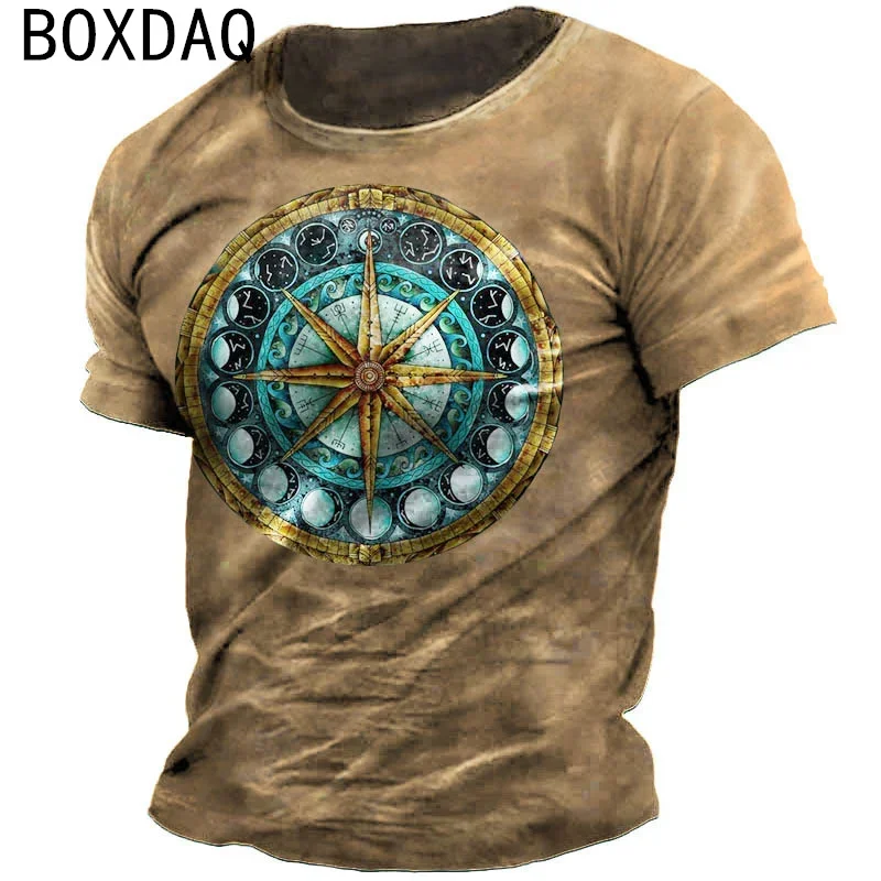Cool Street Templar Pattern Top Fashionable Personalized T-shirt Summer Short Sleeve Round Neck Loose Top Large Casual T-shirt
