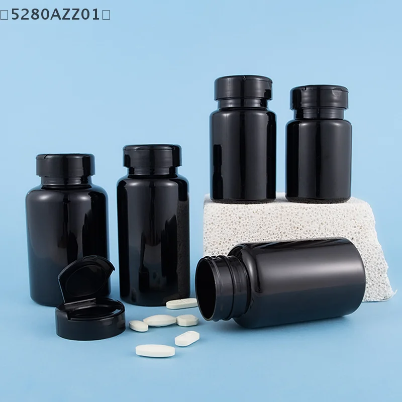 

〔HMA58〕80/120/150/175ml Health Black Light Proof Empty Medicine Capsule Powder Packet Plastic Jars Tiny Bottles Storage Contai