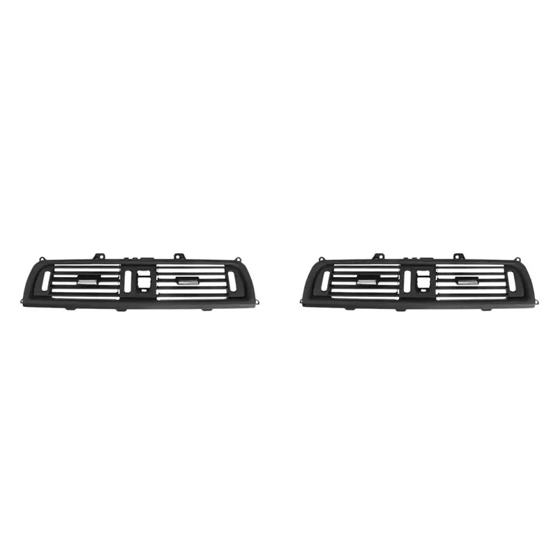 2X Full Black Dashboard Central Air Conditioner Vent Grille Complete Assembly For BMW 5 Series F10 F11 F18 64229166885