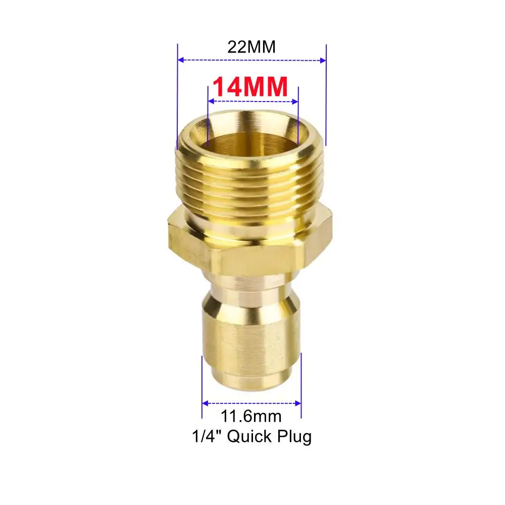 Swivel M22 To 1/4" Quick Connect Hitch For High Pressure Wash Gun To Hose Adaptor Connection