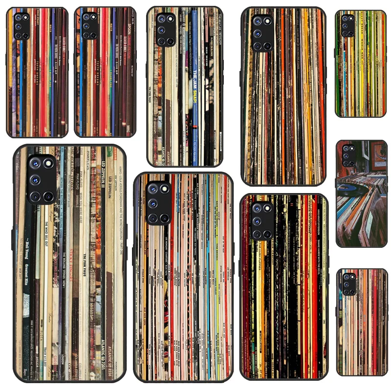 Classic Rock Vinyl Records Case For OPPO A74 A94 A54 A57 S A77 A76 A96 A52 A72 A91 A93 A5 A9 A31 A53 A15 A16 A17 Cover