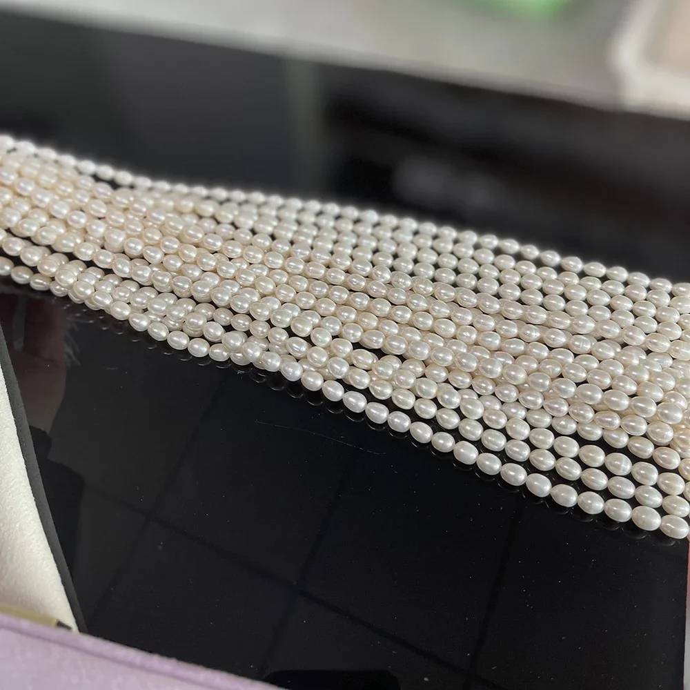 6-7mm AAA Natural Freshwater White Pearl Rice Shape Bead Christmas Gift for Women Jewelry Make DIY Necklace Bracelet Accessories