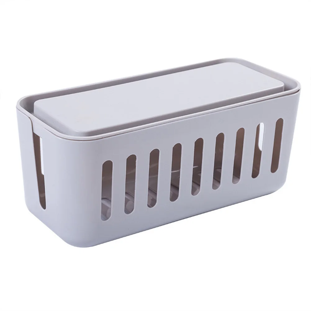 

Multifunctional Gray Socket Organizer Plastic Cable Storage Box Large Cover Power Strip Cable Management Household Wire