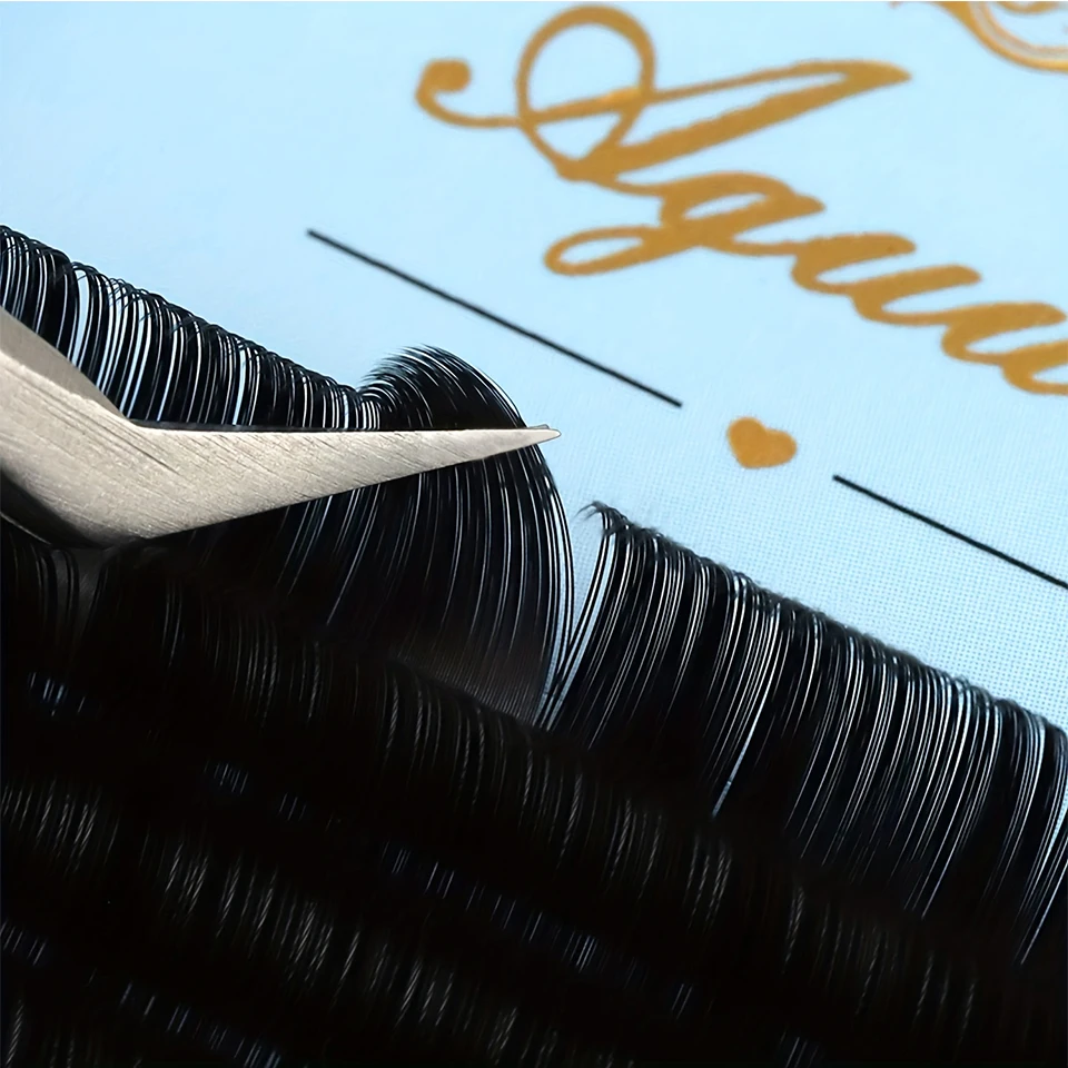 AGUUD 16rows Korea Silk False Mink Eyelash Extension Matte Black Natural Soft Individual Eyelash Russian Volume Eyelashes Cilios