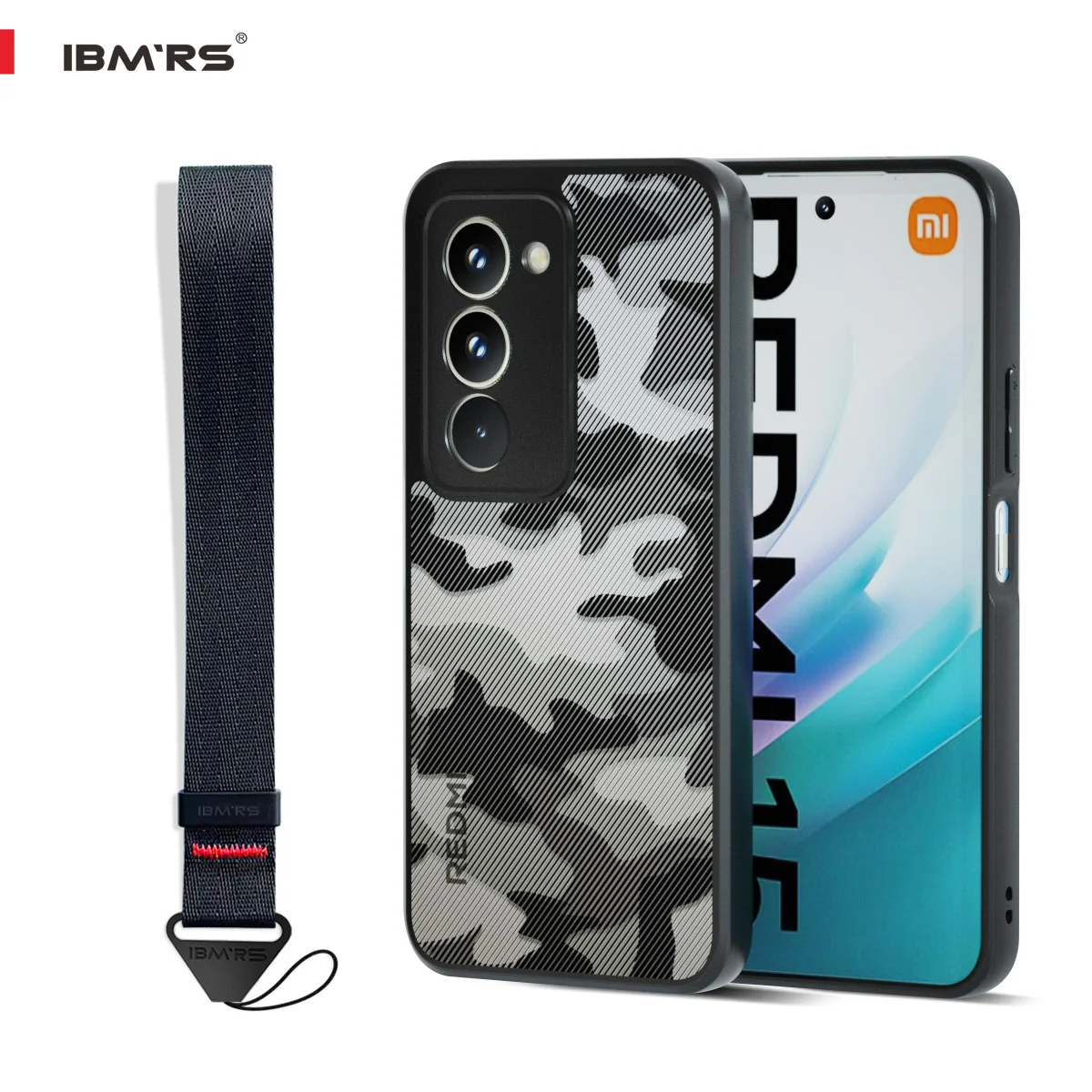 

Camouflage Case for Redmi 15 4G/5G & 15R, with Wrist Strap Shockproof Cover, Military Grade PC+TPU Protection, Anti-Scratch