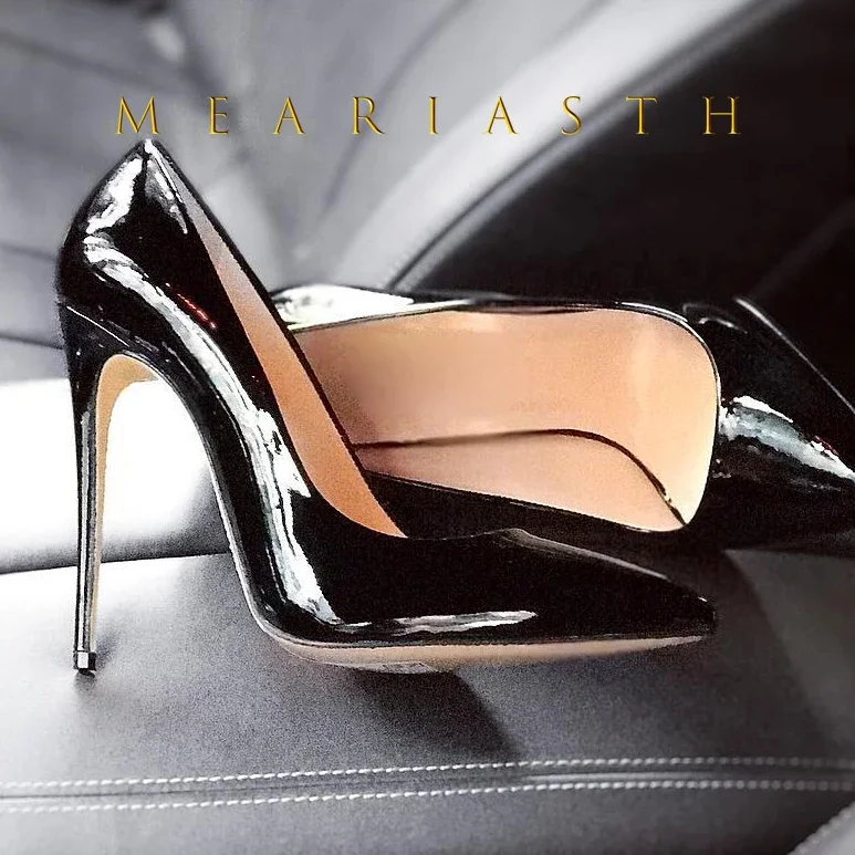 

Luxury Black Pink White Patent Leather Pointed Toe High Heels Stilettos Women's Pumps Weddings Bridal Shoes Party Dresses Woman