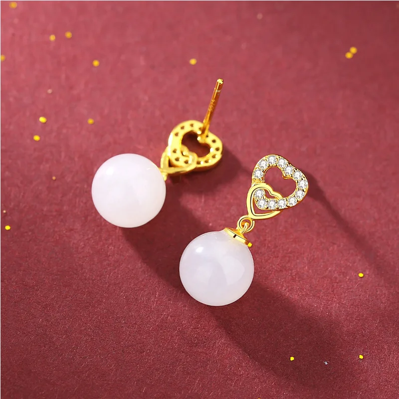 

S925 Sterling Silver Sparkling Natural Jade Drop Earrings Women Luxury Earrings Fine Jewelry Wedding Party Gifts New Arrivals