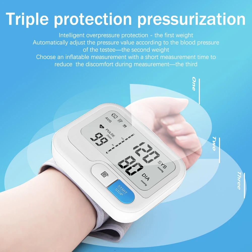 JianYouCare Portable Medical Digital Wrist Blood Pressure Monitor Heart Rate Pulse Meter accurate Sphygmomanometer BP Tonometer