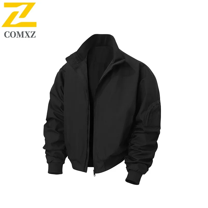 COMXZ Men Jacket 2025 New Lightweight Minimalist Stand Collar Trendy Outdoor Camping Jackets Autumn Adventure Windbreaker Coat