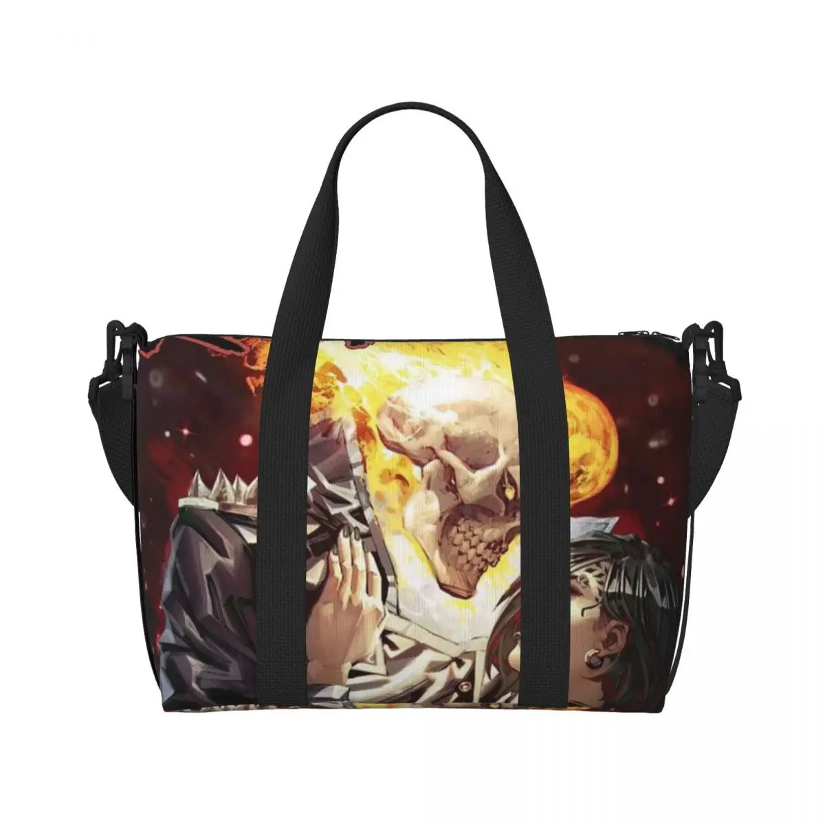 Custom Large Ghost Rider Cartoon Tote Bag for Women Shopper Shoulder Gym Beach Travel Bag