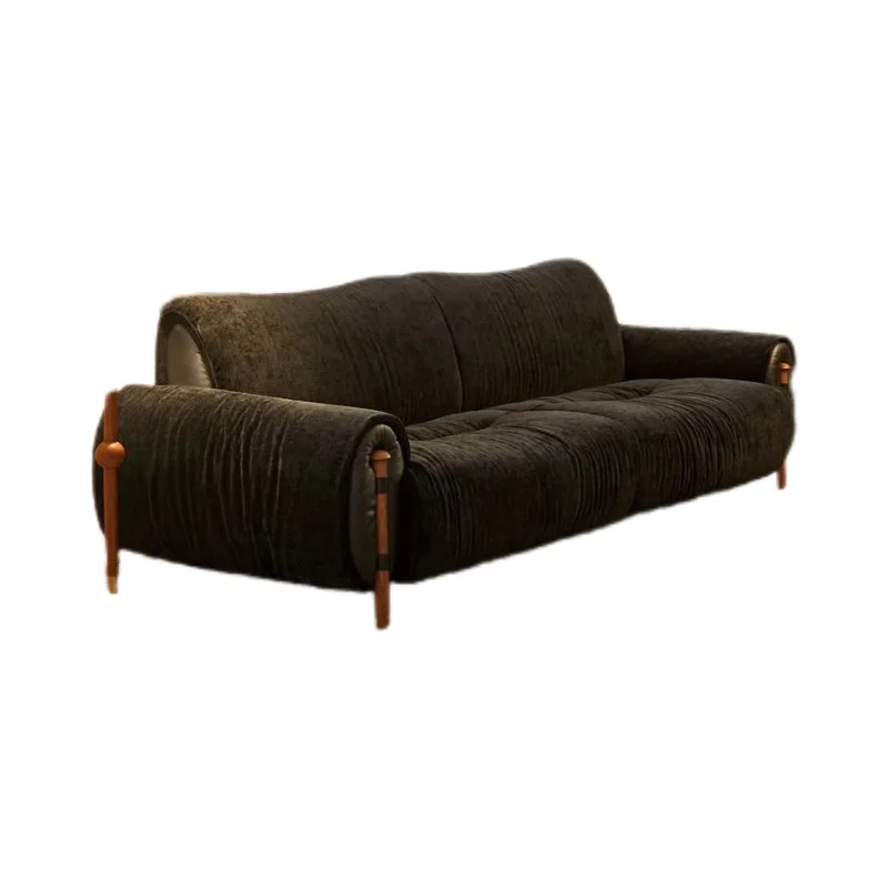 

Lanting retro fabric chenille down living room simple straight sofa soft bag new fabric sofa