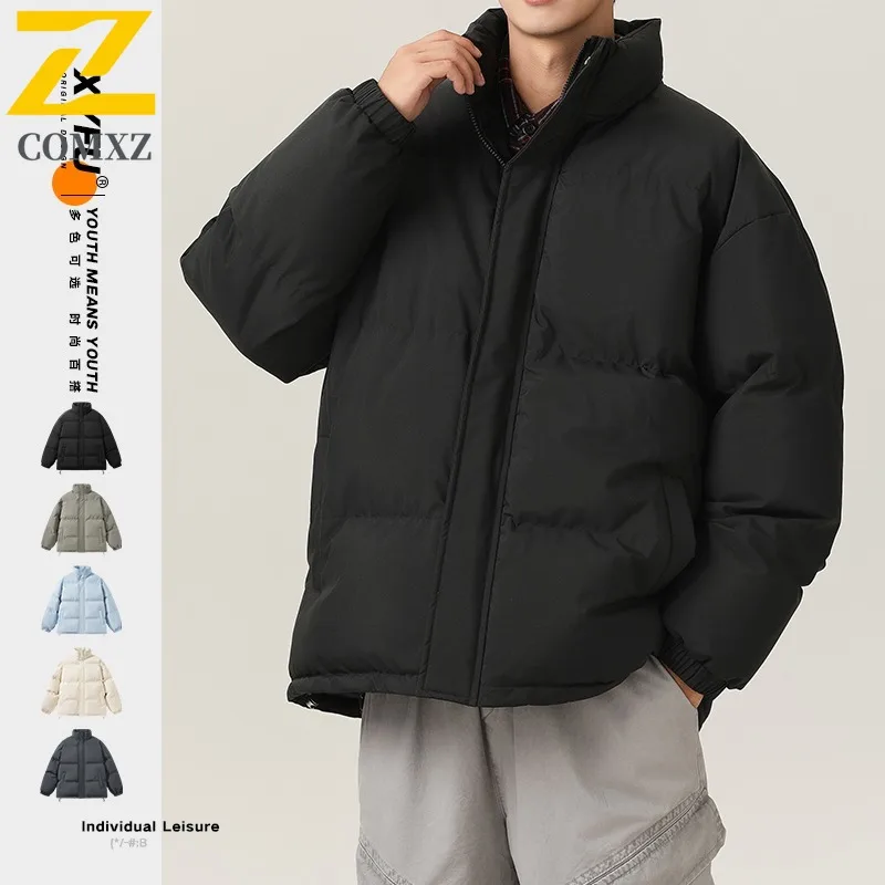 

COMXZ 2025, минималистичная хлопковая стеганая куртка в японском стиле с воротником-стойкой, мужская толстая теплая ветрозащитная зимняя повседневная куртка 35332