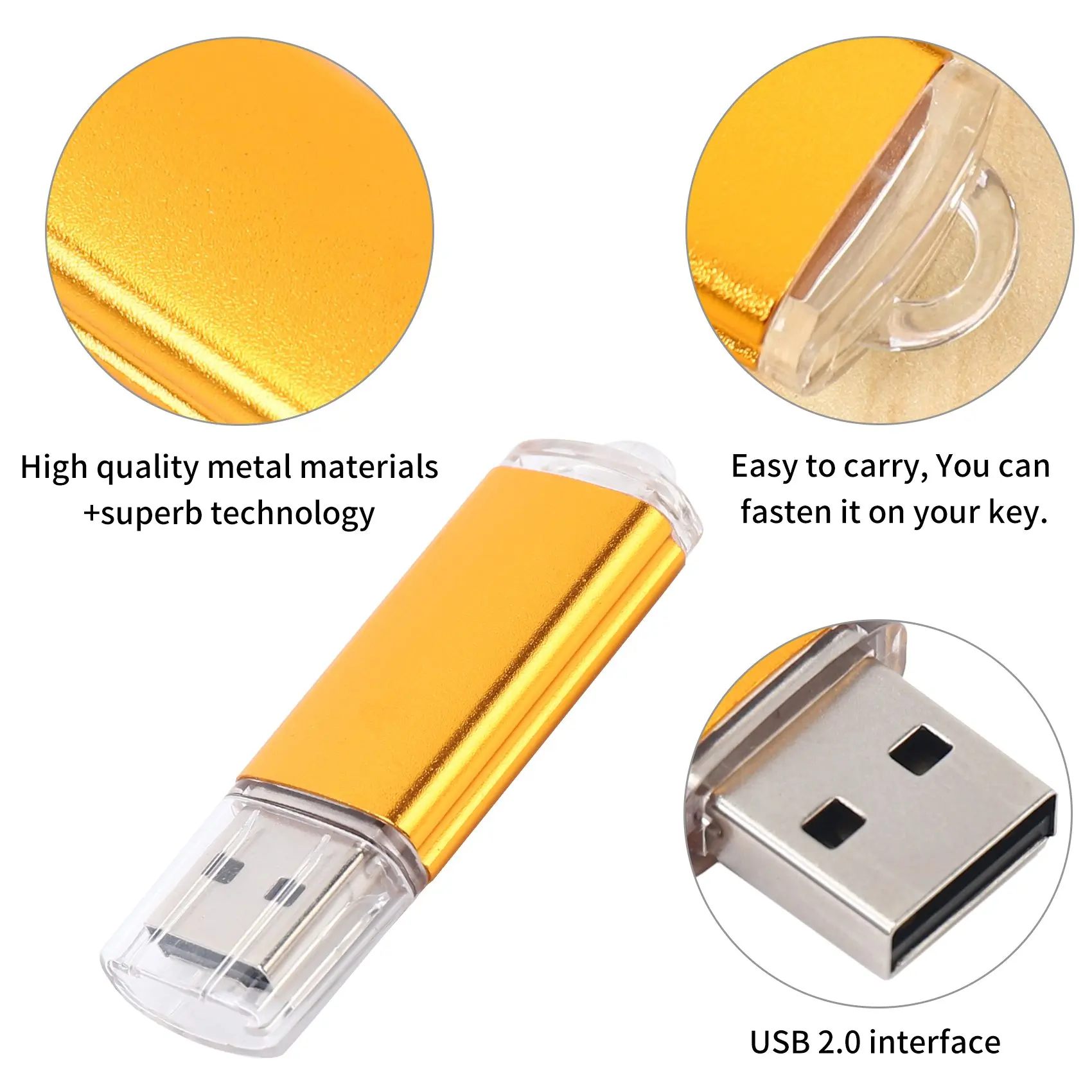 Memoria USB 512 de 10x2,0 MB, unidad Flash, color dorado