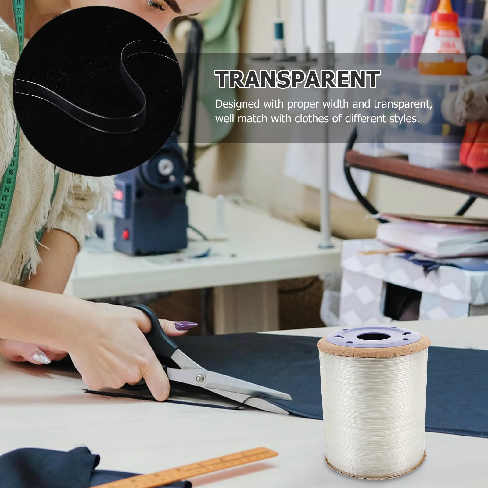 

1 Roll Tpu Stretch Elastic Band Clothes Sewing Elastic Cord for DIY Necklines Waistline Skirts Pants Sewing Strap