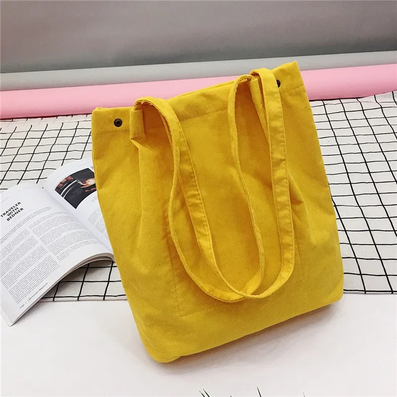 

Women's Corduroy Tote Bag - Eco-Friendly Reusable Shopper, Canvas Shoulder Bag for School, Work & Daily Use