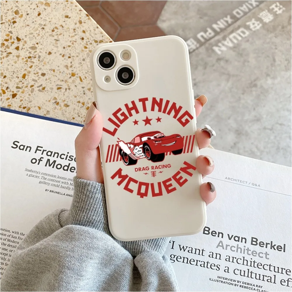 Cars_L-Lightning_M-McQueen Phone Case For Iphone 11 13 14 Pro Max X Xr Xs Max Se2020 12mini White Cover Case