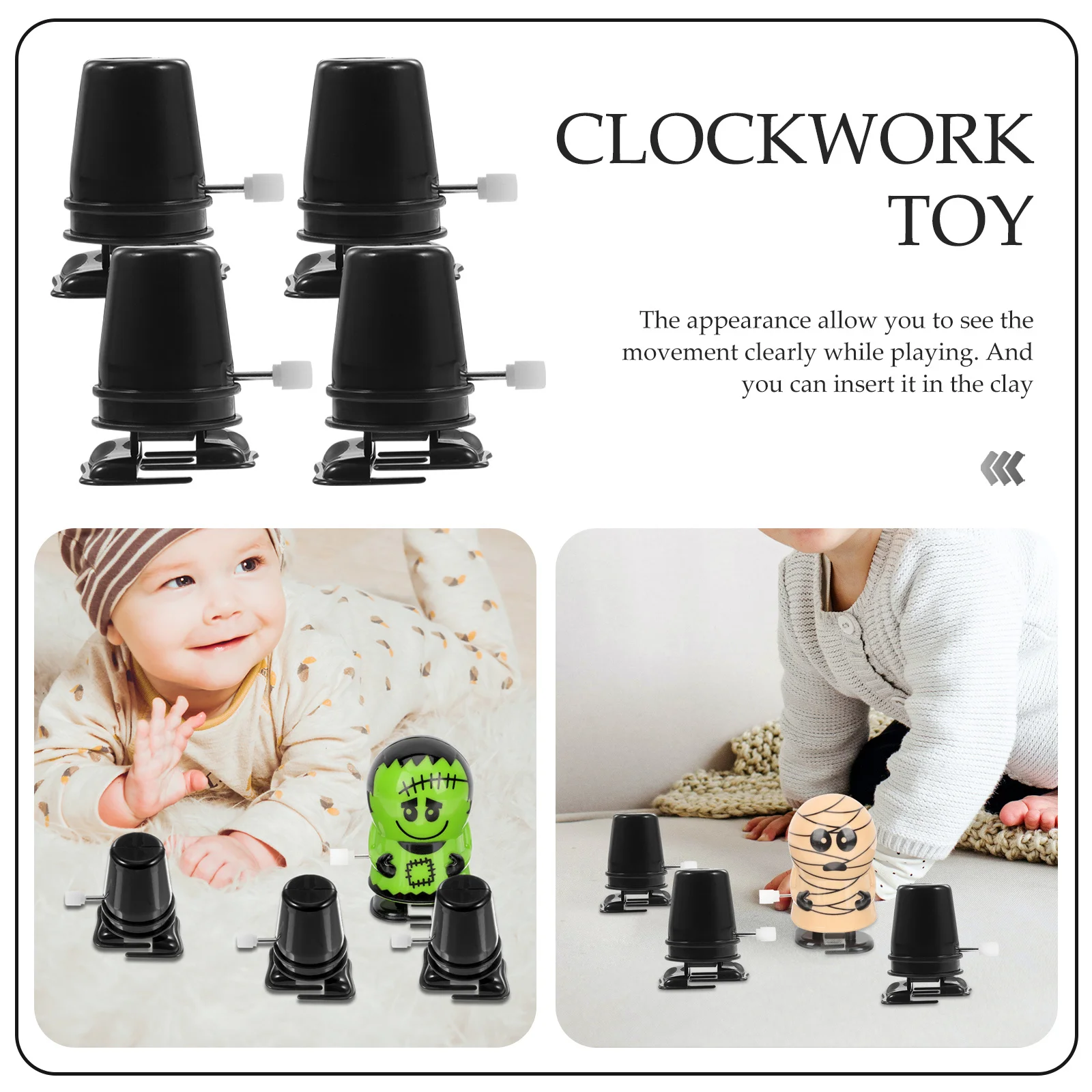 6Pcs Clockwork Movement Plastic Handcraft Supply Durable DIY Accessories Clay Craft Repair Replacement Parts Mini Rewinding