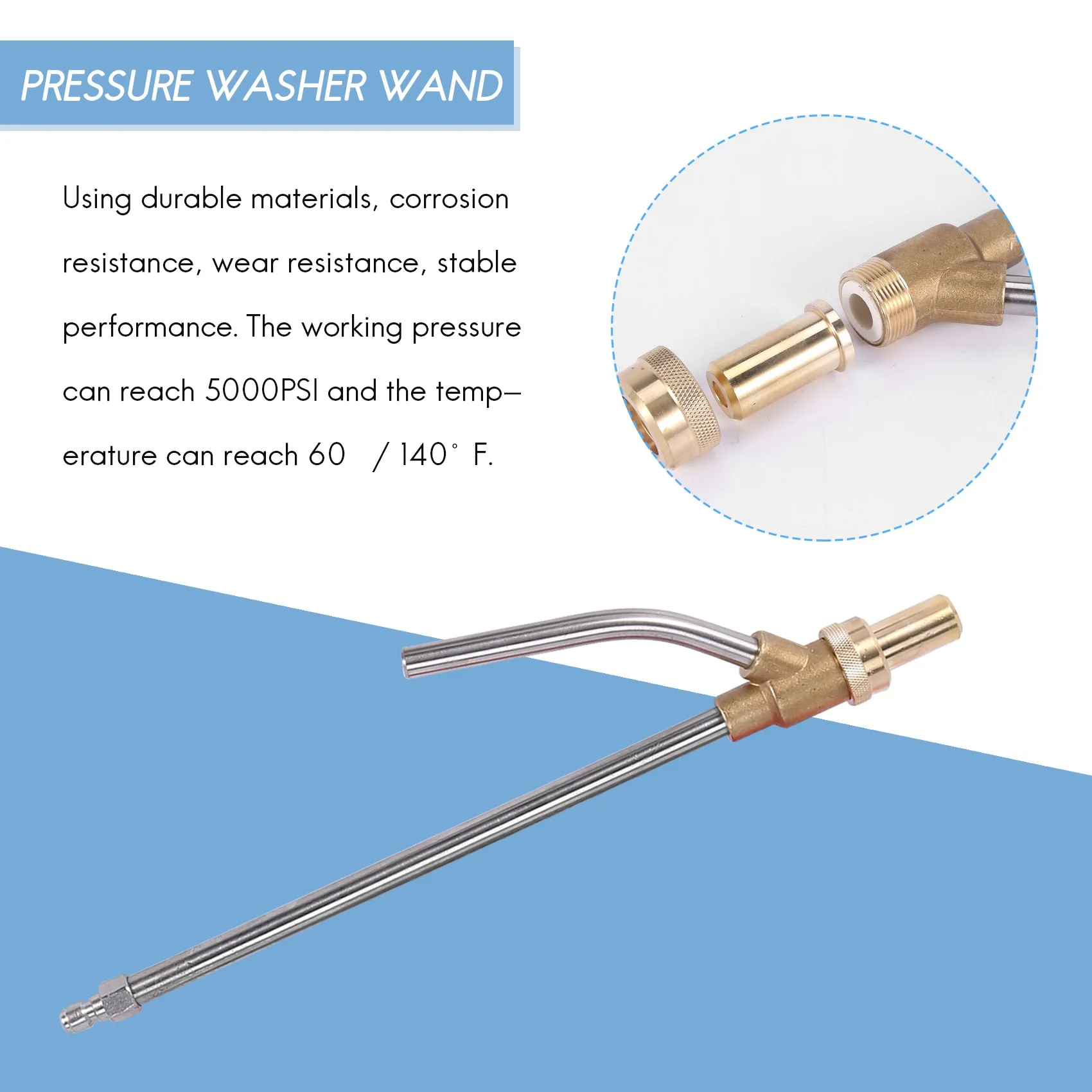 Pressure Washer Sandblasting Kit, Wet Sandblaster Attachment, 5000 PSI, 1/4 Inch Quick Disconnect 1Set
