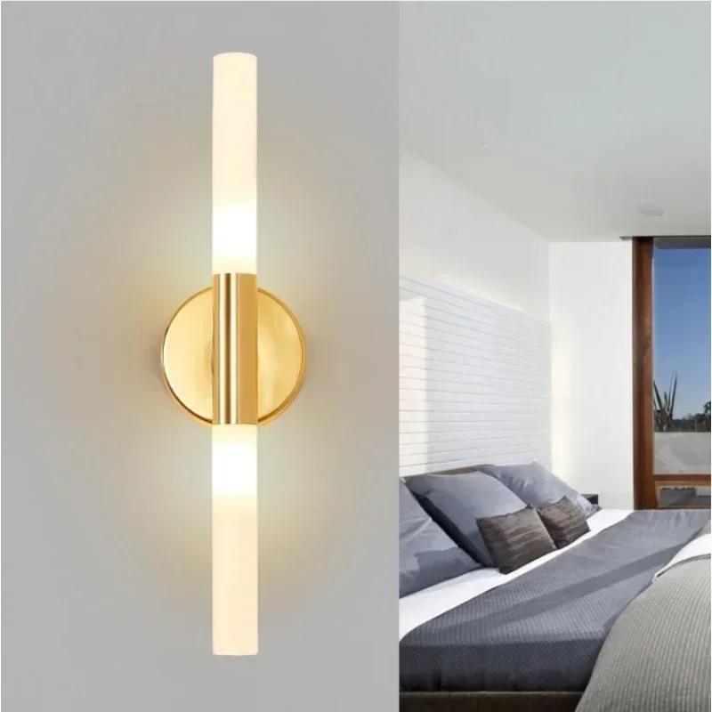 Modern metal tube pipe up down LED wall lamp light sconce Bedroom foyer washroom living room toilet bathroom wall light lamp
