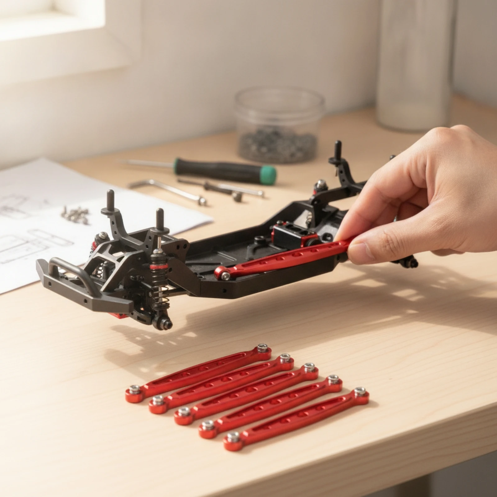 8 Pieces Metal Chassis Link Rod Set Slim Aluminum Link Kit RC Chassis Links Improved Handling RC Tie Rods Accurate for Hobbyists