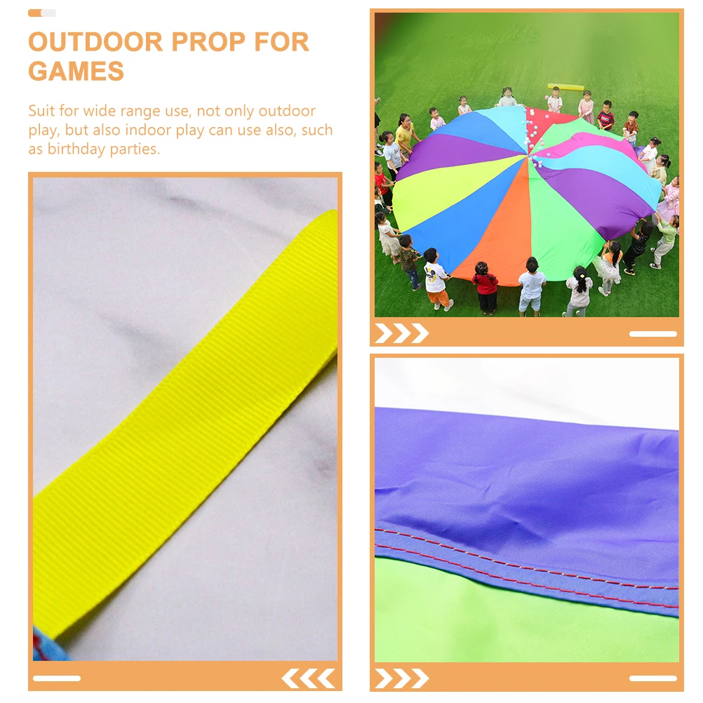 

1 Set Rainbow Parachute For Outdoor Indoor Play Party Game Prop Multicolored Sturdy Plastic Fabric Fun Plaything Giant