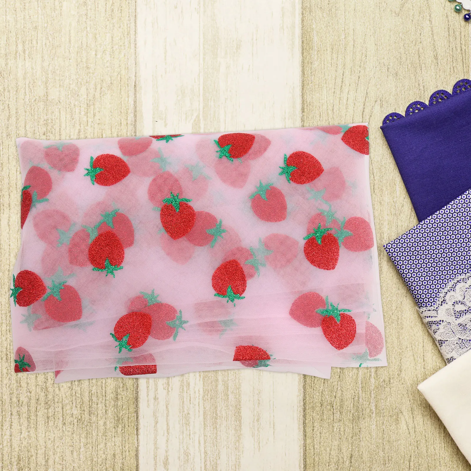 

Strawberry Mesh Fabric Lightweight Long Enough Cut DIY Wedding Valentine Sewing Accessories Household Craft Netting Material