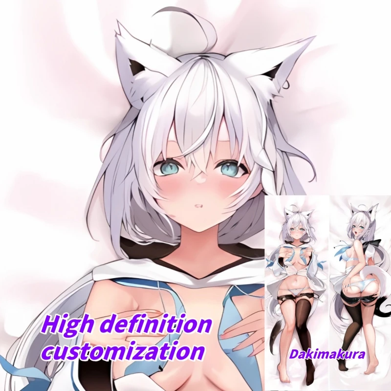 

Dakimakura Anime Pillow Case Vtuber Shirakami Fubuki Double-sided Print Of Life-size Body Pillowcase Gifts Can be Customized
