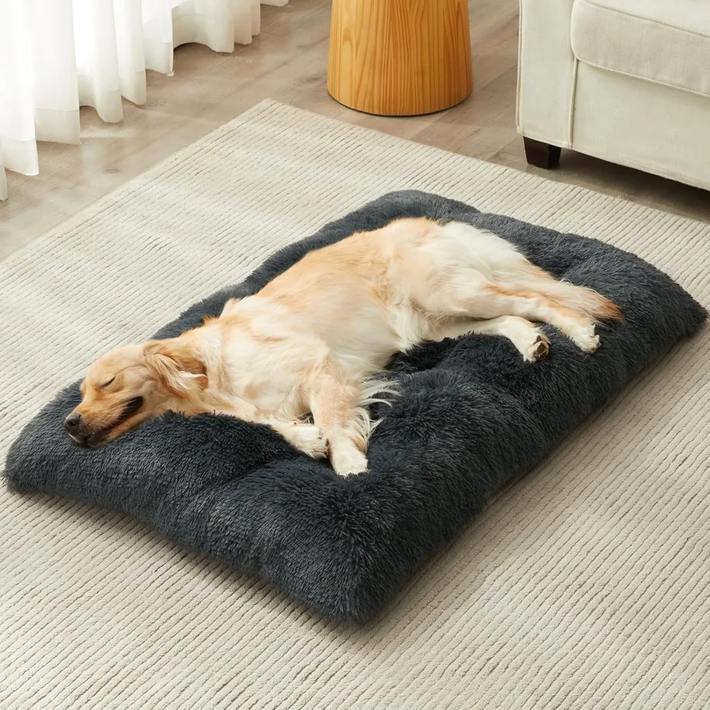 

Large Dog Bed with Plush Fluffy Surface, Anti-Slip Bottom, Washable and Cozy for Sleeping and Anxiety Relief