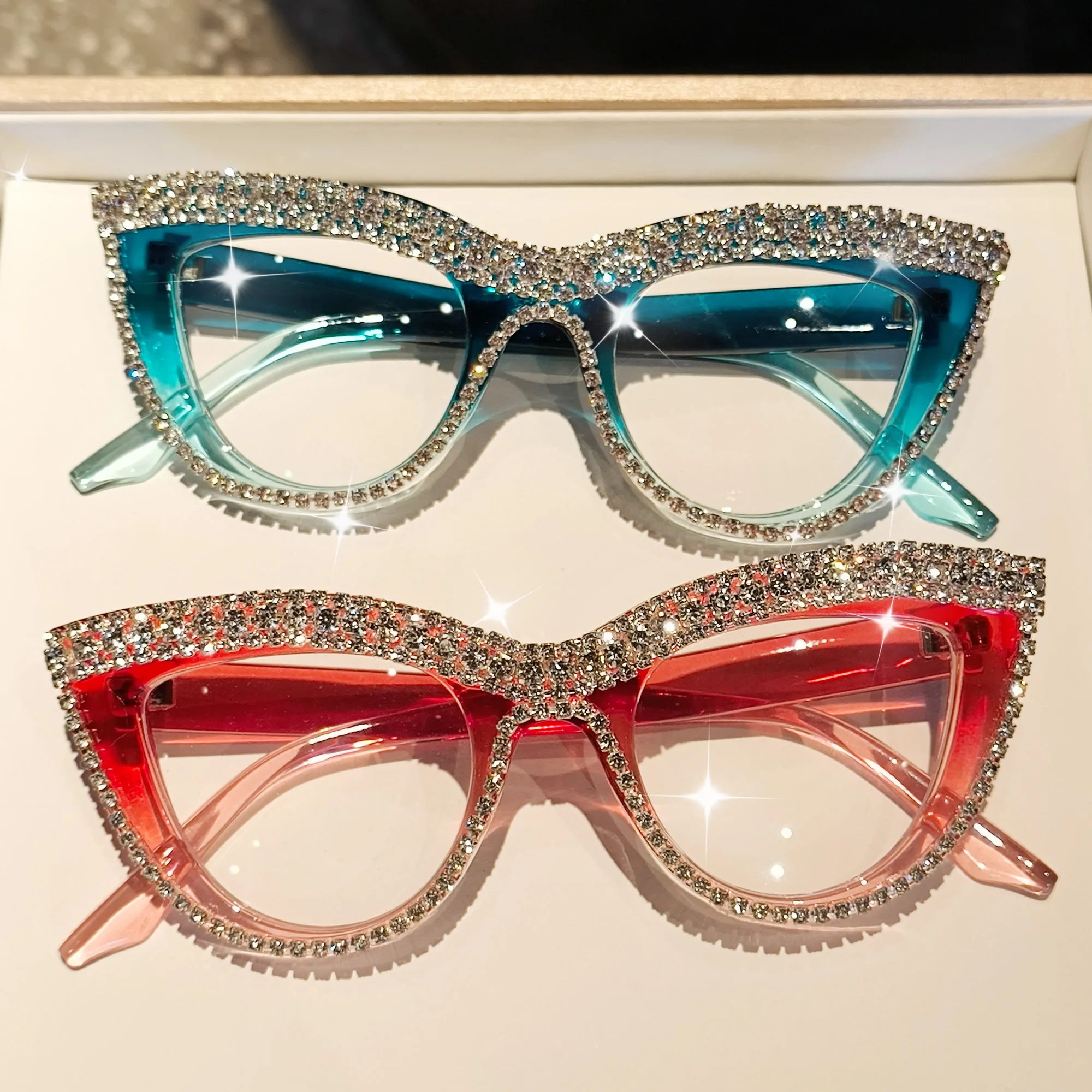 Elegant Fashion Glasses with Rhinestone - Cat Eye Frame, Perfect for Formal Events, Eyewear