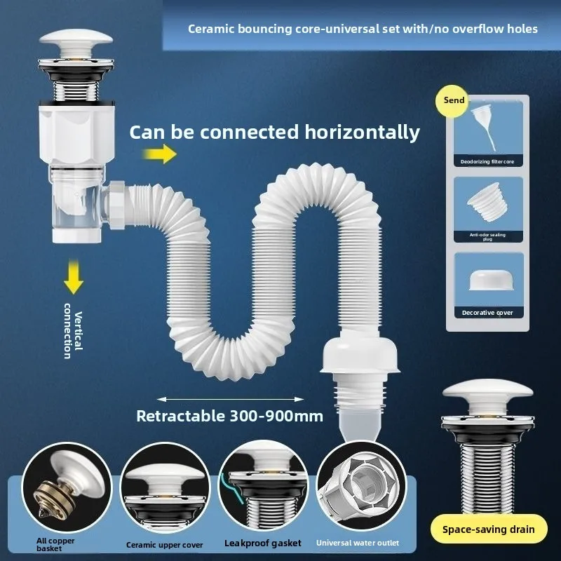 

Washbasin drain pipe surface washbasin drain pipe anti-odor drainage pipe countertop hand basin leakage plug accessories