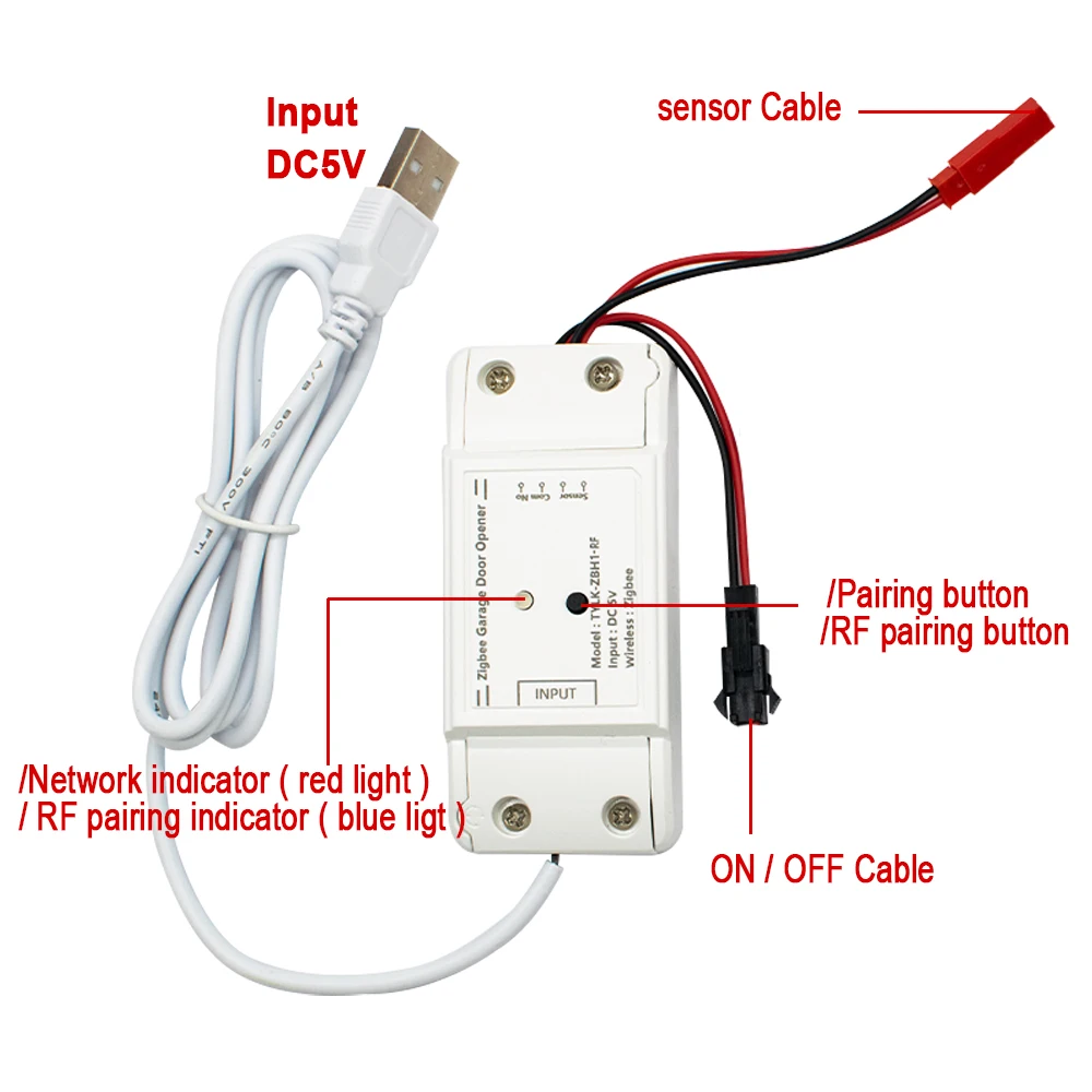 Have Door Magnet.ZIGBEE Tuya Smart Garage Door Opener DC 5V.Remote control using 433MHz RF and WiFi.Work With Alexa Google Home