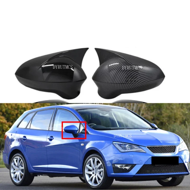 Rearview Side Mirror Cover Fit For Seat Leon MK2 2009-2012 Ibiza MK4 2008-2017 Wing Cap Outdoor Case Trim Carbon Fiber Sticker